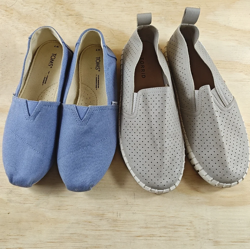 Torrid Wide Width Flats Shoes Size 7 & TOMS Flats Shoes Size W 7 Bundles 7 - Picture 1 of 12